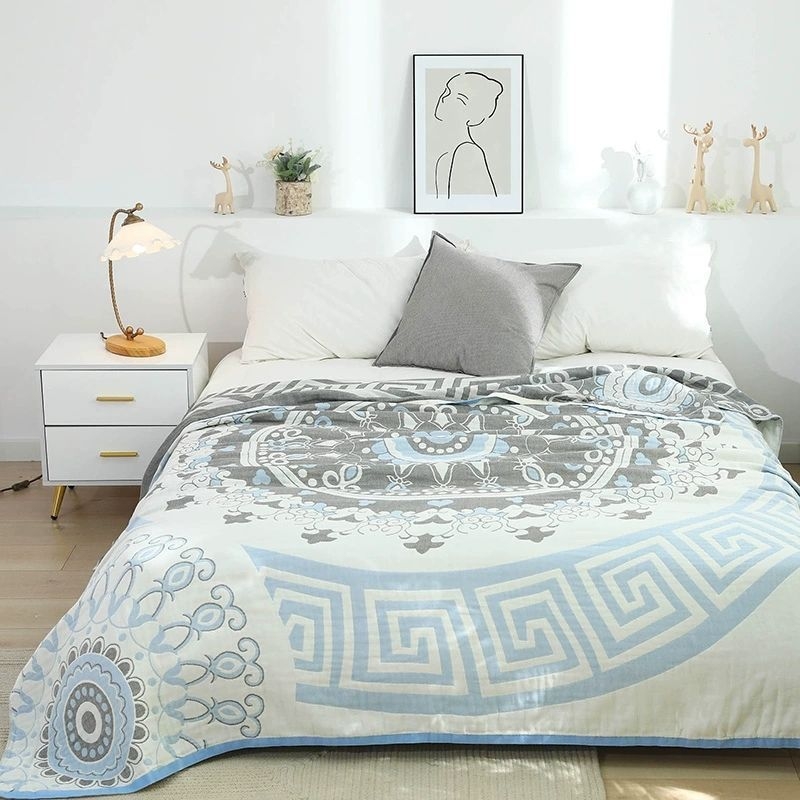 Tarpvalstybinė grynos medvilnės skalbta penkių sluoksnių sustorinta rankšluosčių antklodė iš medvilnės, keturių metų laikų rankšluosčių antklodė, vasarinė antklodė su oro kondicionieriumi