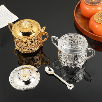 Kūrybinė interneto įžymybių tuščiavidurio dizaino cukraus puodelio prieskonių dėžutė, lengva, prabangi virtuvės druska, MSG prieskonių indas, metalinis baltojo cukraus indas su dangteliu