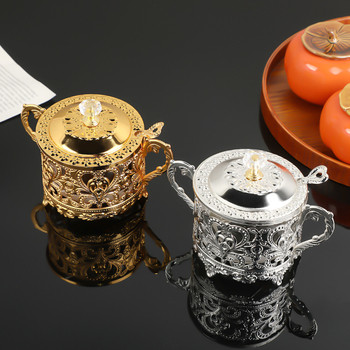 Kūrybinė interneto įžymybių tuščiavidurio dizaino cukraus puodelio prieskonių dėžutė, lengva, prabangi virtuvės druska, MSG prieskonių indas, metalinis baltojo cukraus indas su dangteliu