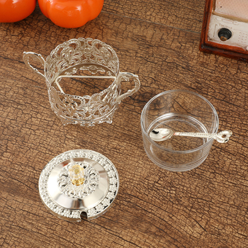 Kūrybinė interneto įžymybių tuščiavidurio dizaino cukraus puodelio prieskonių dėžutė, lengva, prabangi virtuvės druska, MSG prieskonių indas, metalinis baltojo cukraus indas su dangteliu