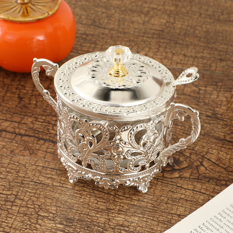 Kūrybinė interneto įžymybių tuščiavidurio dizaino cukraus puodelio prieskonių dėžutė, lengva, prabangi virtuvės druska, MSG prieskonių indas, metalinis baltojo cukraus indas su dangteliu