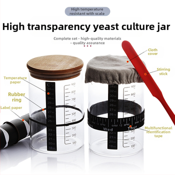 Didelio borosilikato 32oz raugintos duonos permatoma mielių Petri lėkštelė, kryžminė fermentuotos tešlos duonos kepimo reikmenų sandarus stiklainis