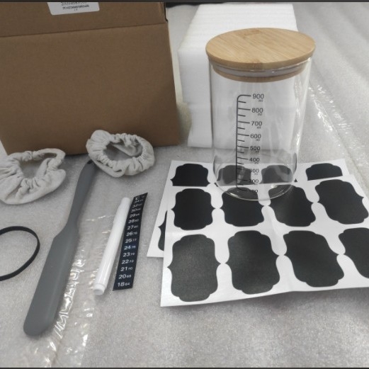 Didelio borosilikato 32oz raugintos duonos permatoma mielių Petri lėkštelė, kryžminė fermentuotos tešlos duonos kepimo reikmenų sandarus stiklainis