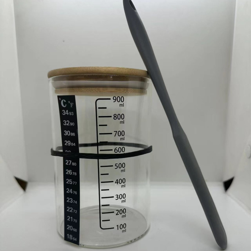 Didelio borosilikato 32oz raugintos duonos permatoma mielių Petri lėkštelė, kryžminė fermentuotos tešlos duonos kepimo reikmenų sandarus stiklainis