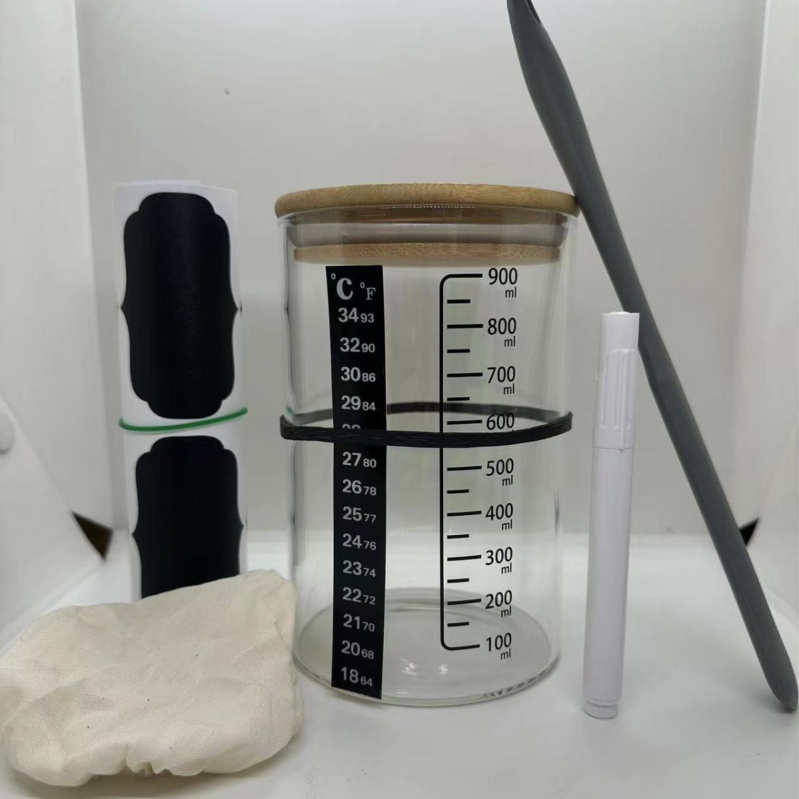 Didelio borosilikato 32oz raugintos duonos permatoma mielių Petri lėkštelė, kryžminė fermentuotos tešlos duonos kepimo reikmenų sandarus stiklainis