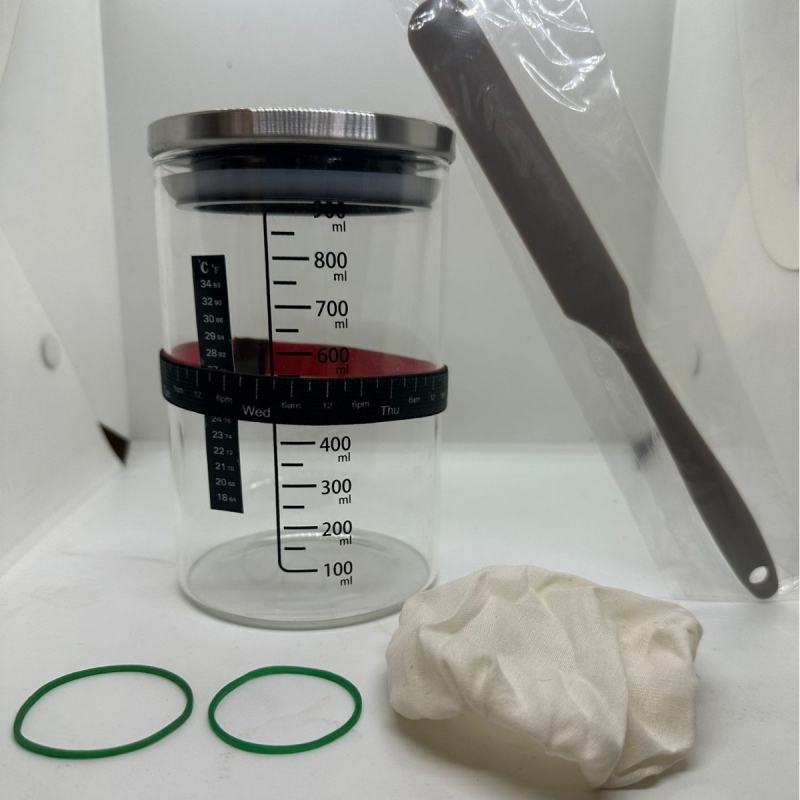 Didelio borosilikato 32oz raugintos duonos permatoma mielių Petri lėkštelė, kryžminė fermentuotos tešlos duonos kepimo reikmenų sandarus stiklainis