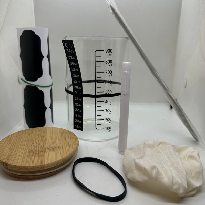 Didelio borosilikato 32oz raugintos duonos permatoma mielių Petri lėkštelė, kryžminė fermentuotos tešlos duonos kepimo reikmenų sandarus stiklainis