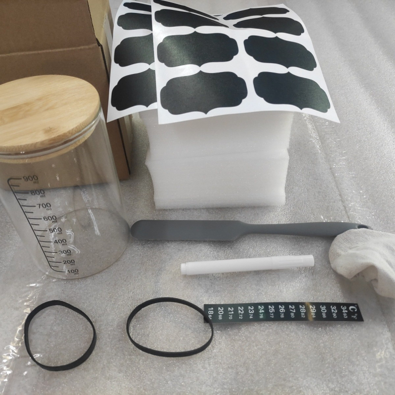 Didelio borosilikato 32oz raugintos duonos permatoma mielių Petri lėkštelė, kryžminė fermentuotos tešlos duonos kepimo reikmenų sandarus stiklainis