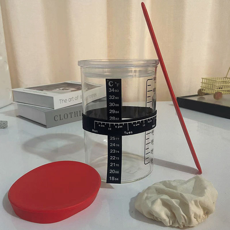 Didelio borosilikato 32oz raugintos duonos permatoma mielių Petri lėkštelė, kryžminė fermentuotos tešlos duonos kepimo reikmenų sandarus stiklainis