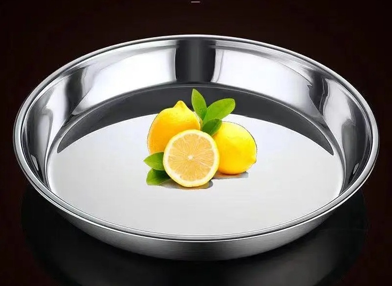 Πιάτο από ανοξείδωτο ατσάλι 316, επίπεδης βάσης, ρηχό πιάτο ατμού, στρογγυλό πιάτο σιδήρου, πυκνωμένο πιάτο