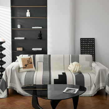 Naujas stilius, paprastas stilius, lengvas, prabangus, aukšto lygio, dryžuotas, universalus užvalkalas, neslystantis, atsparus purvui, praktiškas sofos rankšluostis