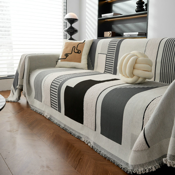 Naujas stilius, paprastas stilius, lengvas, prabangus, aukšto lygio, dryžuotas, universalus užvalkalas, neslystantis, atsparus purvui, praktiškas sofos rankšluostis