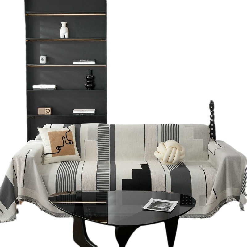 Naujas stilius, paprastas stilius, lengvas, prabangus, aukšto lygio, dryžuotas, universalus užvalkalas, neslystantis, atsparus purvui, praktiškas sofos rankšluostis