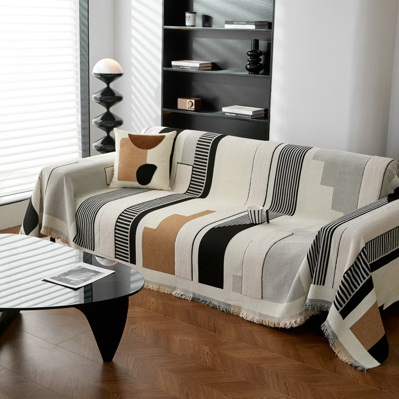 Naujas stilius, paprastas stilius, lengvas, prabangus, aukšto lygio, dryžuotas, universalus užvalkalas, neslystantis, atsparus purvui, praktiškas sofos rankšluostis