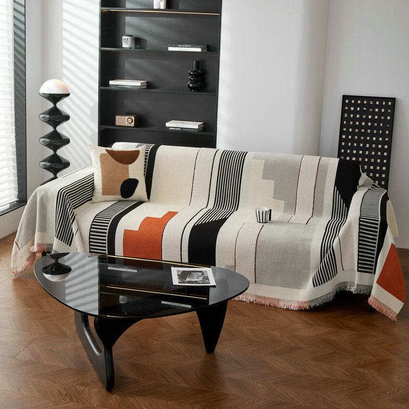 Naujas stilius, paprastas stilius, lengvas, prabangus, aukšto lygio, dryžuotas, universalus užvalkalas, neslystantis, atsparus purvui, praktiškas sofos rankšluostis