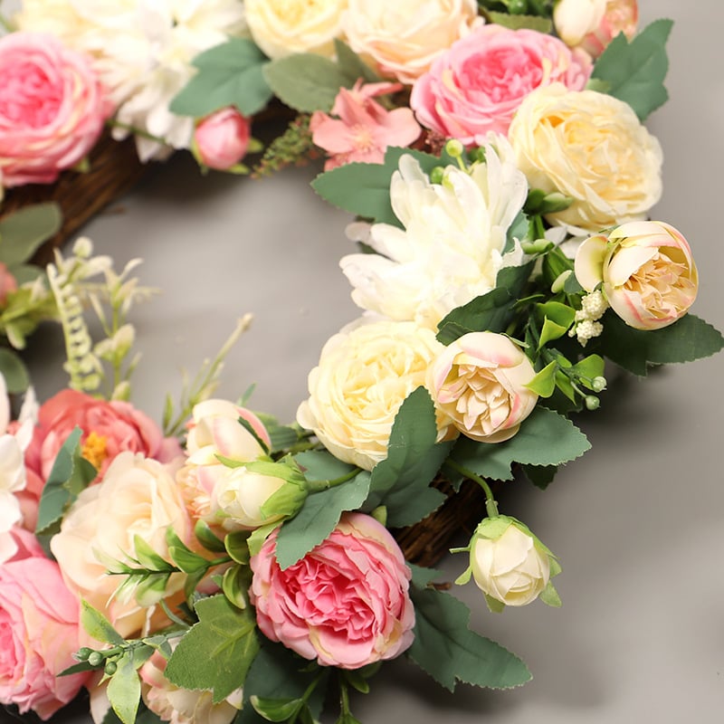 Hongyu pavasara un vasaras mākslīgā vītnes kāzu svētku dekorēšanas simulācija Peoniju tējas pumpuru vītne ārdurvju mājas durvju karājas pārrobežu