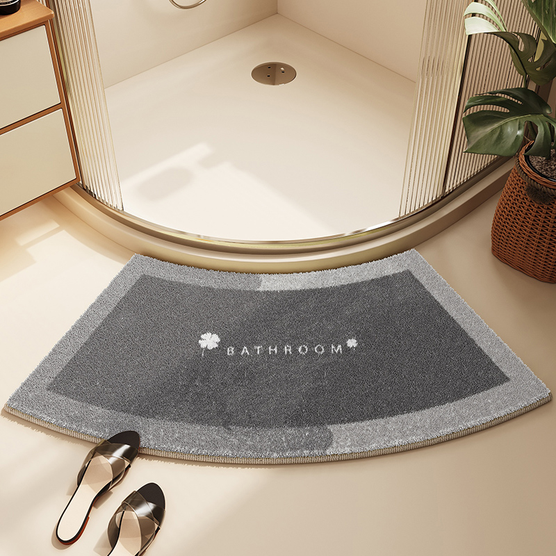 Išlenktas vonios kambario kilimėlis, neslystantis, stipriai sugeriantis kilimas, dušo kambarys, vėduoklės formos, pusapvalis, diatomų purvas, greitai džiūstantis pėdų kilimėlis