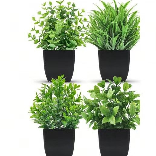 Lan Xinfang mākslīgie podos augi, zaļie augi, mājas darbvirsmas rotājumi, pundurkociņš, plastmasas mākslīgie ziedi