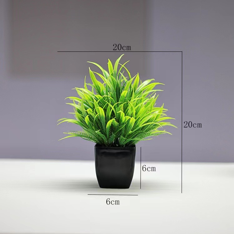 Lan Xinfang mākslīgie podos augi, zaļie augi, mājas darbvirsmas rotājumi, pundurkociņš, plastmasas mākslīgie ziedi