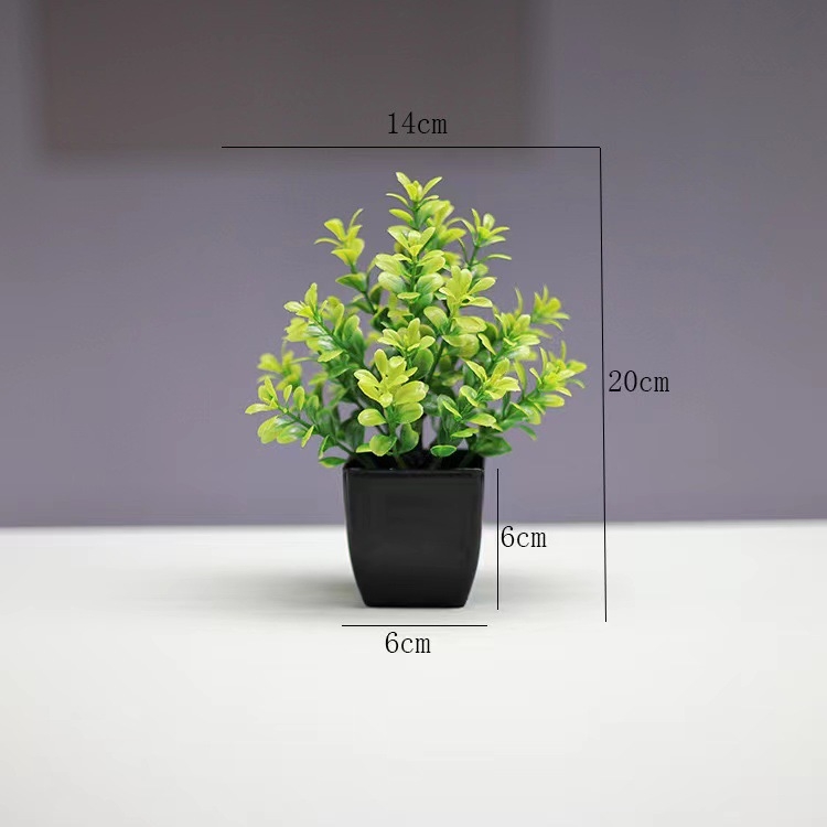 Lan Xinfang mākslīgie podos augi, zaļie augi, mājas darbvirsmas rotājumi, pundurkociņš, plastmasas mākslīgie ziedi