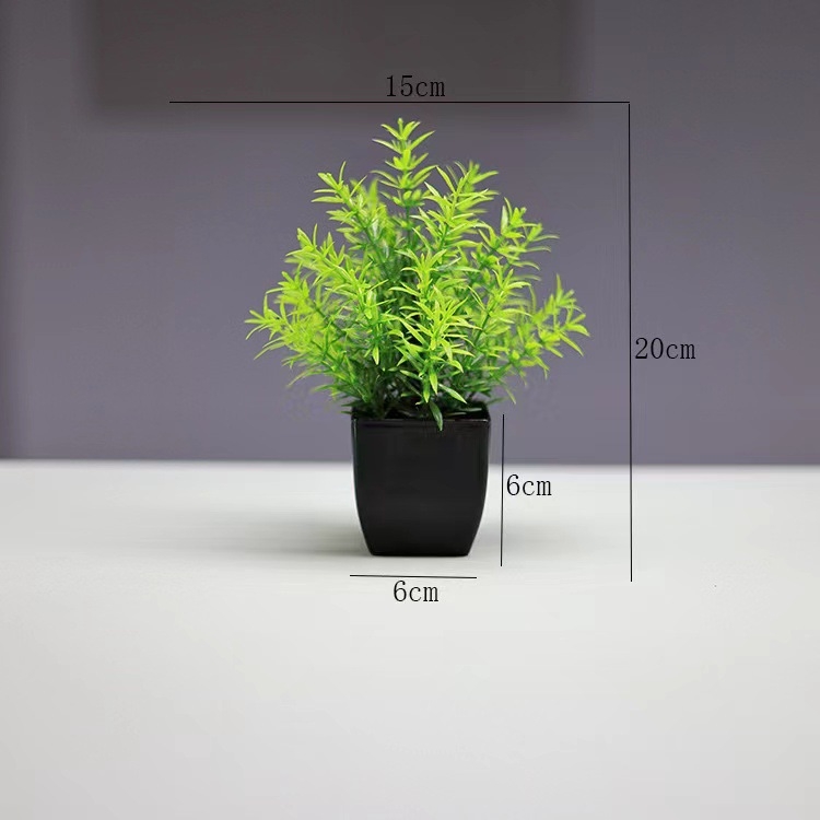 Lan Xinfang mākslīgie podos augi, zaļie augi, mājas darbvirsmas rotājumi, pundurkociņš, plastmasas mākslīgie ziedi