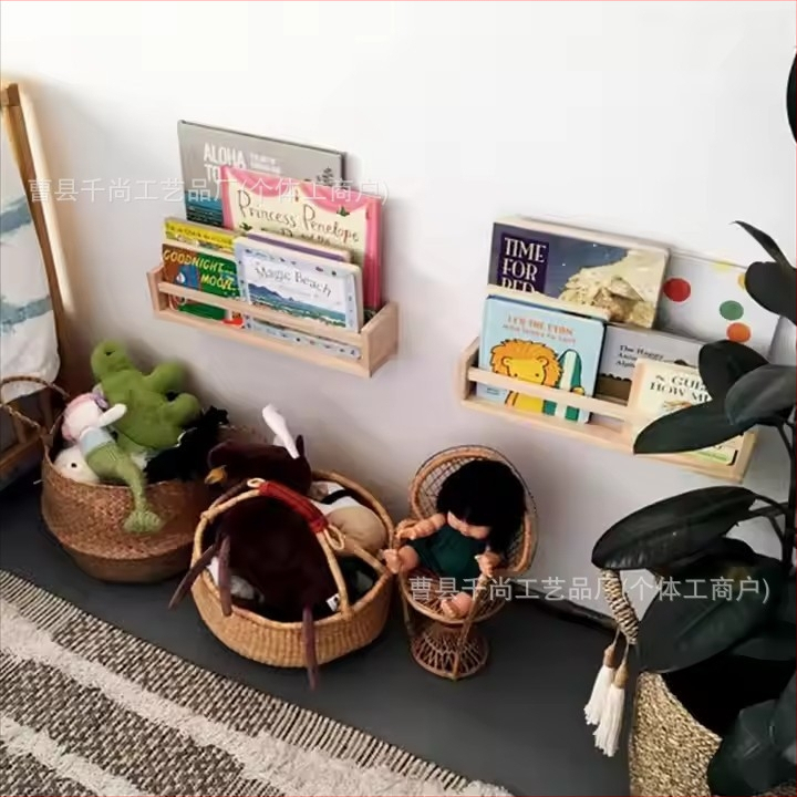 Дървена стелаж за съхранение на подправки за дома, окачена на стена, без перфоратор, обикновен дървен стелаж