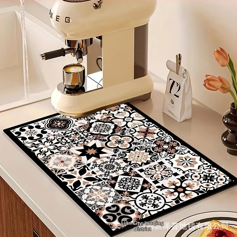 Atsitiktinis grynos spalvos diatomų purvo drenažo kilimėlis, indų džiovinimo kilimėlis, valgomojo stalo reikmenys, izoliuotas, aukštai temperatūrai atsparus kilimėlis, arbatos puodelio sugeriamasis kilimėlis