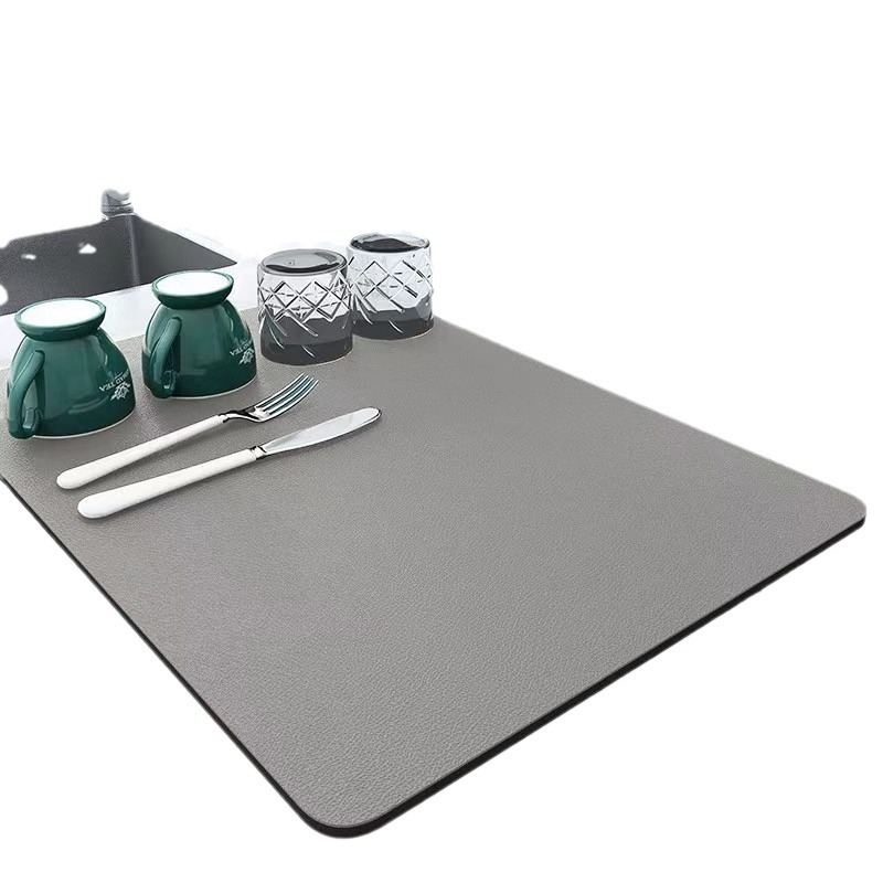 Atsitiktinis grynos spalvos diatomų purvo drenažo kilimėlis, indų džiovinimo kilimėlis, valgomojo stalo reikmenys, izoliuotas, aukštai temperatūrai atsparus kilimėlis, arbatos puodelio sugeriamasis kilimėlis