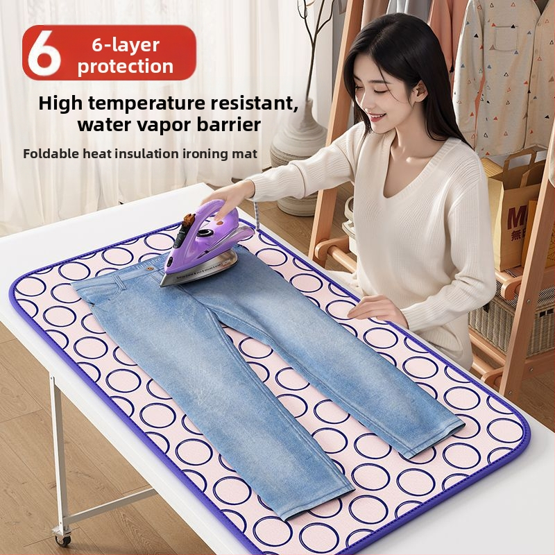 Домакинска дъска за гладене, домакинска подложка за гладене, шестслойна, удебелена, топлоизолация, водоустойчива, сгъваема, преносима с ютия, висяща гладачна машина за гладене