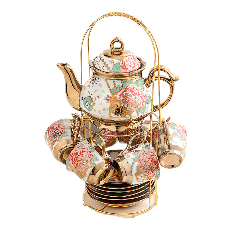 Комплект за чай от 20 части в европейски стил, керамична чаша за кафе, ароматизиран чай, комплект за следобеден чай в английски стил, винтидж сватбен подарък, чаша за вода