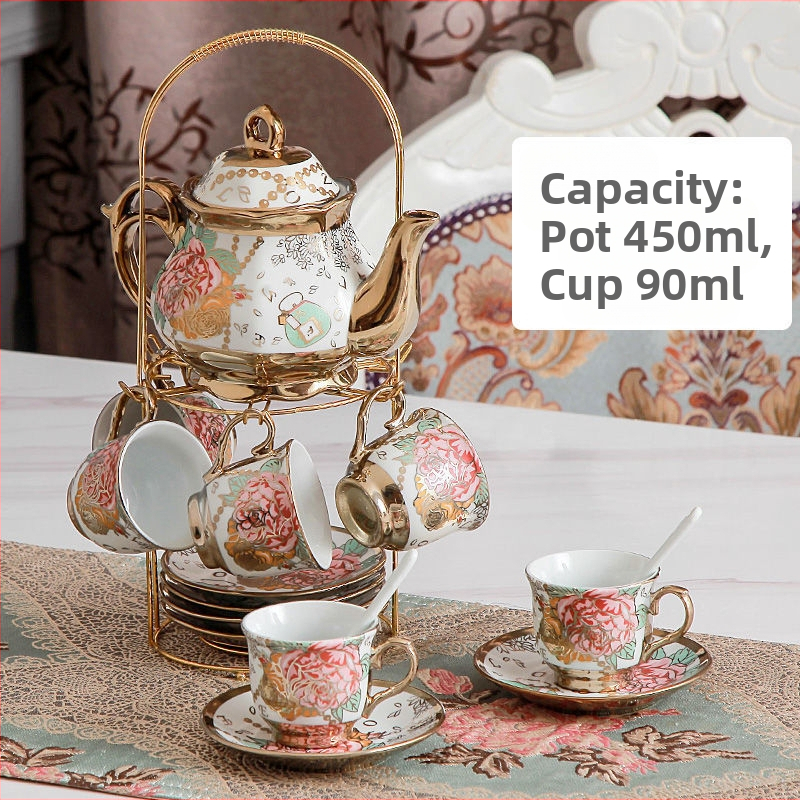 Комплект за чай от 20 части в европейски стил, керамична чаша за кафе, ароматизиран чай, комплект за следобеден чай в английски стил, винтидж сватбен подарък, чаша за вода