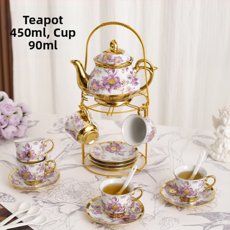 Комплект за чай от 20 части в европейски стил, керамична чаша за кафе, ароматизиран чай, комплект за следобеден чай в английски стил, винтидж сватбен подарък, чаша за вода