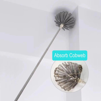 Ištraukiama stogo lubų šluota, voratinklio namų apyvokos reikmuo su kampiniu šepečiu, valonti lubų ventiliatoriaus dulkių surinktuvą, prailginta dulkių siurblio šepečiu