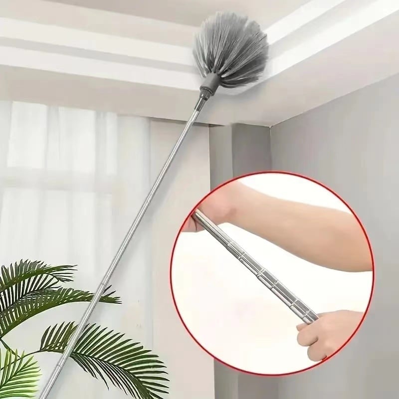 Ievelkama jumta griestu slota zirnekļa tīkla mājsaimniecība ar stūra birsti griestu ventilatora putekļu savācējam, pagarināts putekļu slotiņš
