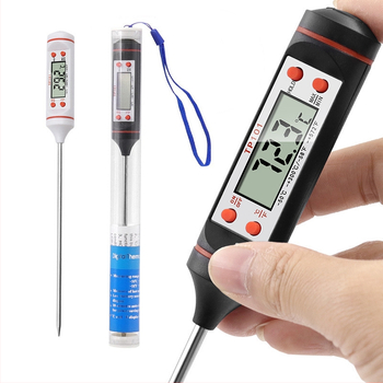 Maisto termometro zondas, skaitmeninis ekranas, elektroninis temperatūros rašiklis, pieno miltelių skystis, kepsninės kepimo virtuvės termometras