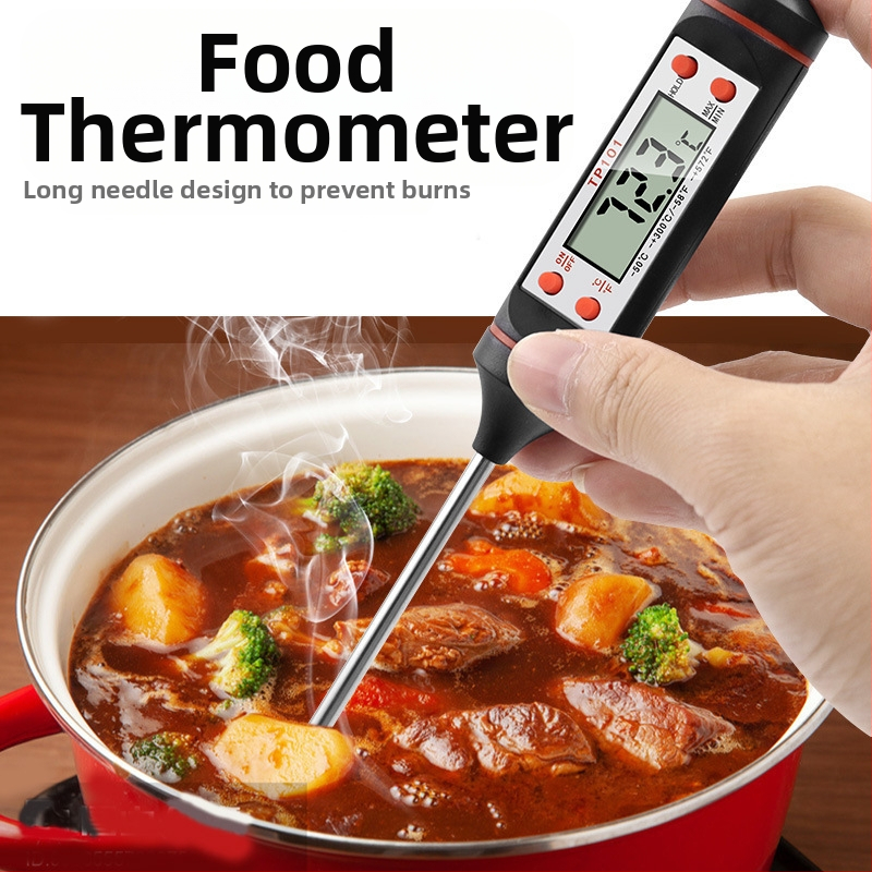 Maisto termometro zondas, skaitmeninis ekranas, elektroninis temperatūros rašiklis, pieno miltelių skystis, kepsninės kepimo virtuvės termometras