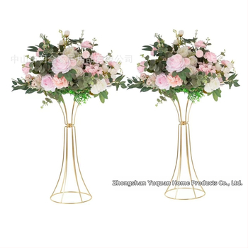 Ковано желязо Геометрични кухи орнаменти за цветя със златна талия, цветя за сватбена маса, цветя за сватбени реквизити, пътна стойка за цветя