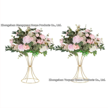 Ковано желязо Геометрични кухи орнаменти за цветя със златна талия, цветя за сватбена маса, цветя за сватбени реквизити, пътна стойка за цветя