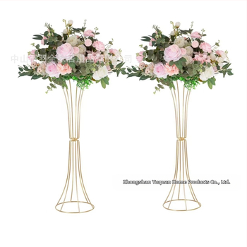 Ковано желязо Геометрични кухи орнаменти за цветя със златна талия, цветя за сватбена маса, цветя за сватбени реквизити, пътна стойка за цветя