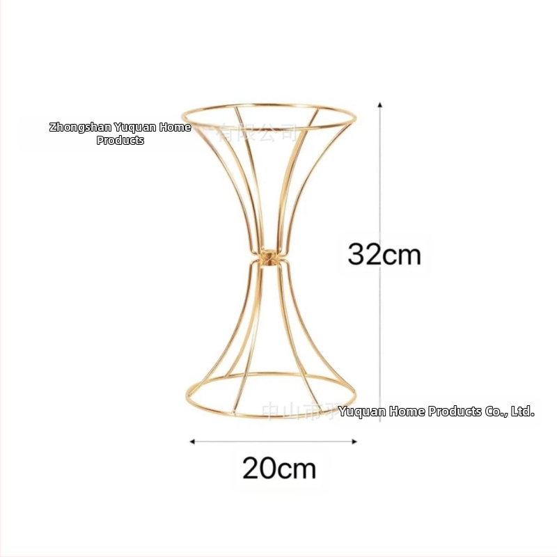 Ковано желязо Геометрични кухи орнаменти за цветя със златна талия, цветя за сватбена маса, цветя за сватбени реквизити, пътна стойка за цветя