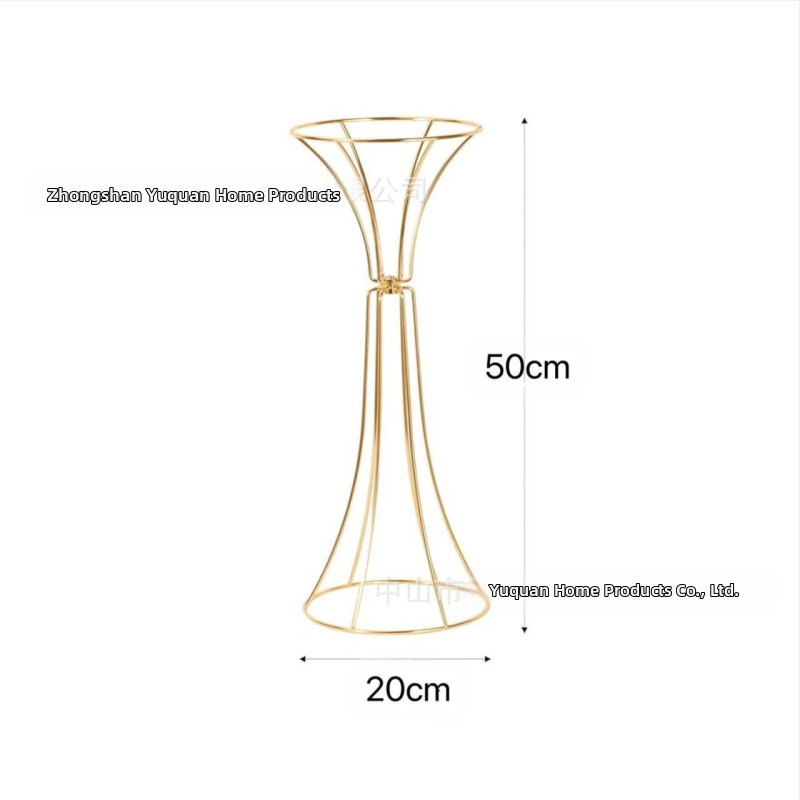 Ковано желязо Геометрични кухи орнаменти за цветя със златна талия, цветя за сватбена маса, цветя за сватбени реквизити, пътна стойка за цветя