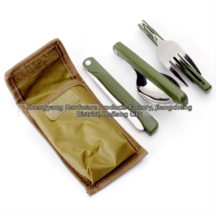 Roostevabast terasest nuga, kahvel ja lusikas, kolmeosaline, Euroopa kaasaskantav lauanõu, kokkupandav plastmassist lauanõu, õues kasutatav nuga ja kahvel.