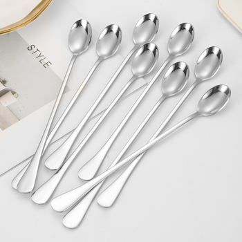 Комплект лъжици за лед от неръждаема стомана с удължена дълга дръжка в трансграничен стил, летен млечен чай, смесителна лъжица за бар