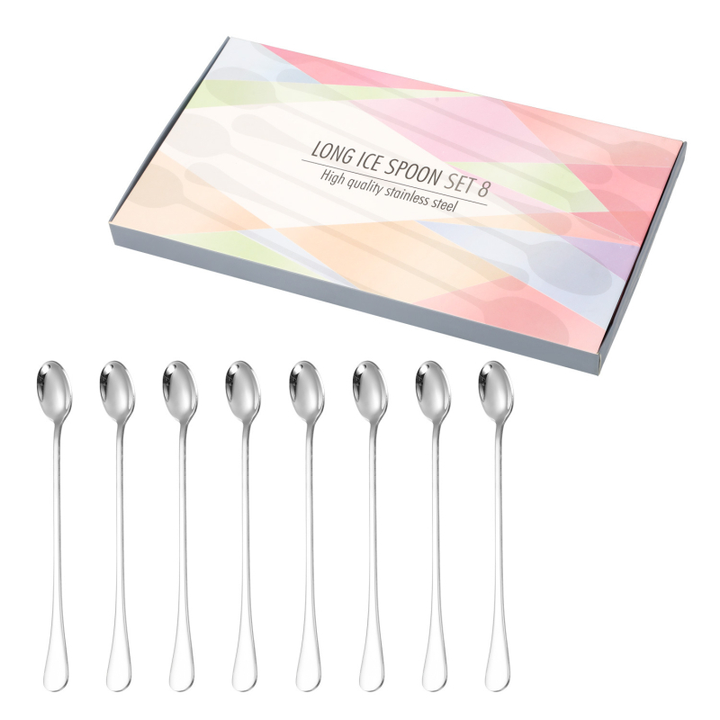 Комплект лъжици за лед от неръждаема стомана с удължена дълга дръжка в трансграничен стил, летен млечен чай, смесителна лъжица за бар