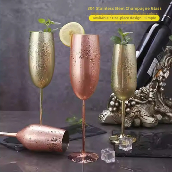 Αμερικανικό ποτήρι σαμπάνιας από ανοξείδωτο ατσάλι με βάση, μεταλλικό ποτήρι κοκτέιλ Creative Bar 250ml, ψηλό ποτήρι σαμπάνιας