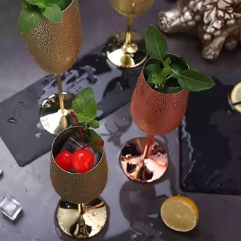 Αμερικανικό ποτήρι σαμπάνιας από ανοξείδωτο ατσάλι με βάση, μεταλλικό ποτήρι κοκτέιλ Creative Bar 250ml, ψηλό ποτήρι σαμπάνιας