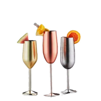 Αμερικανικό ποτήρι σαμπάνιας από ανοξείδωτο ατσάλι με βάση, μεταλλικό ποτήρι κοκτέιλ Creative Bar 250ml, ψηλό ποτήρι σαμπάνιας