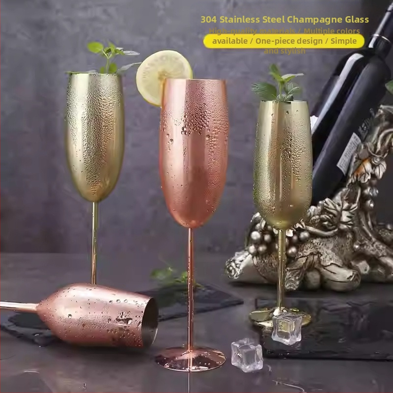 Американска чаша за шампанско от неръждаема стомана с основа, коктейлна чаша, метален креативен бар, висока чаша за шампанско 250 мл