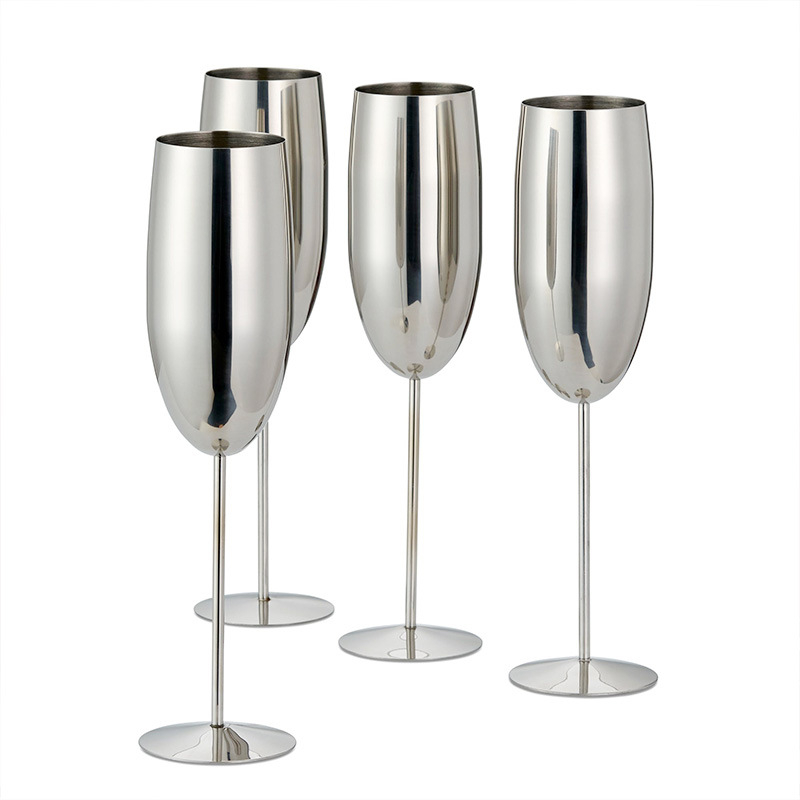 Američka čaša za šampanjac od nehrđajućeg čelika s podlogom, metalna kreativna čaša za koktele, visoka čaša za šampanjac od 250 ml
