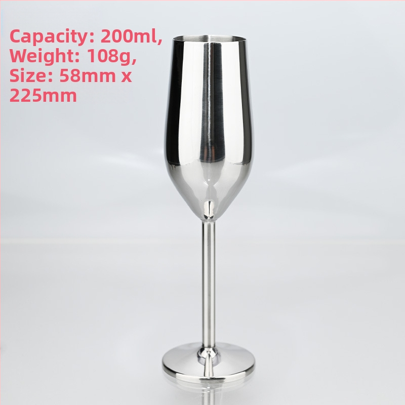 Američka čaša za šampanjac od nehrđajućeg čelika s podlogom, metalna kreativna čaša za koktele, visoka čaša za šampanjac od 250 ml